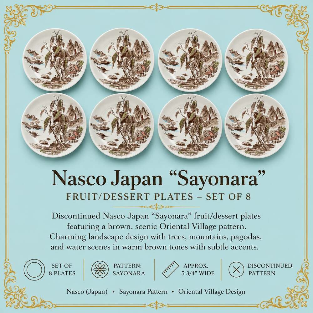 Nasco Japan Sayonara Pattern Fruit Dessert Plates Set of 8